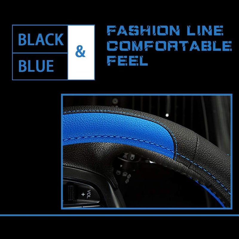 Coofig Car Steering Wheel Cover with Durable PU Leather, Universal 15 inch Fit for Car Truck SUV, Breathable Anti Slip Auto Steering Wheel Covers for Men and Women - Image 3