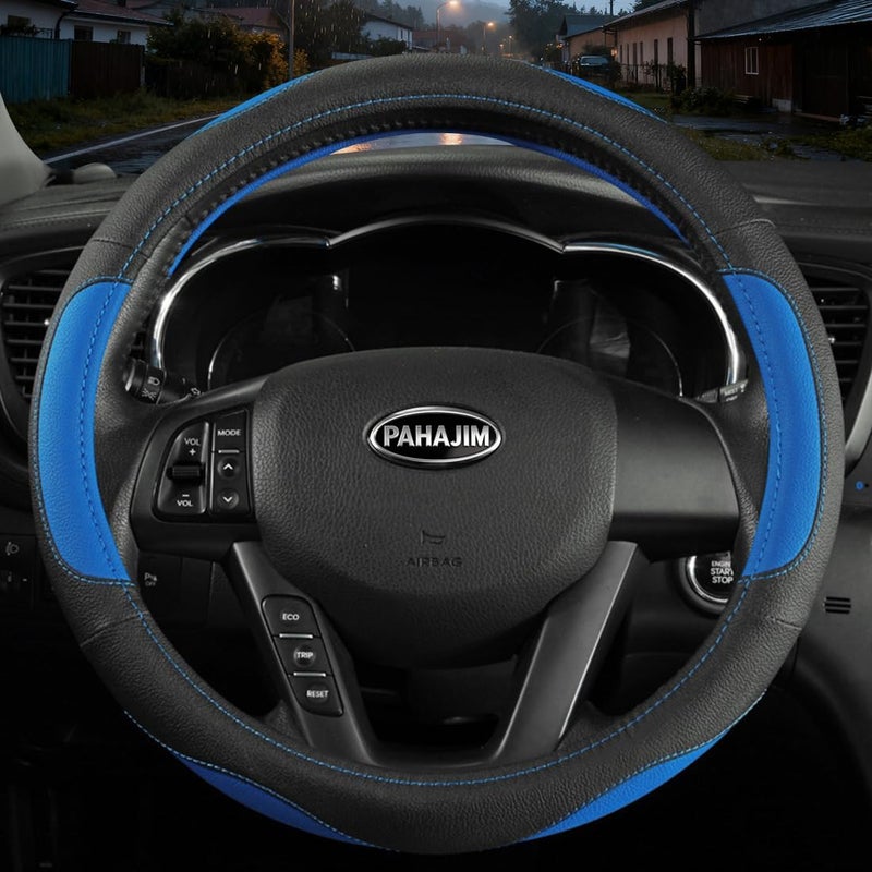 Coofig Car Steering Wheel Cover with Durable PU Leather, Universal 15 inch Fit for Car Truck SUV, Breathable Anti Slip Auto Steering Wheel Covers for Men and Women - Image 1