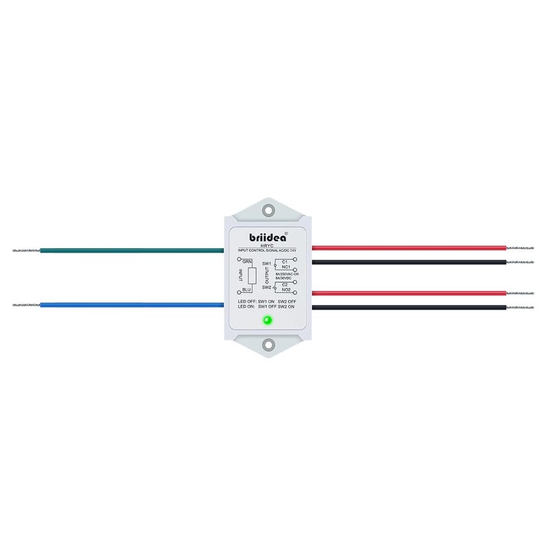 briidea DPST 1NO 1NC 8Amp Power Relay Module, 24V AC/DC Power Relay Control Voltage, White - Image 4