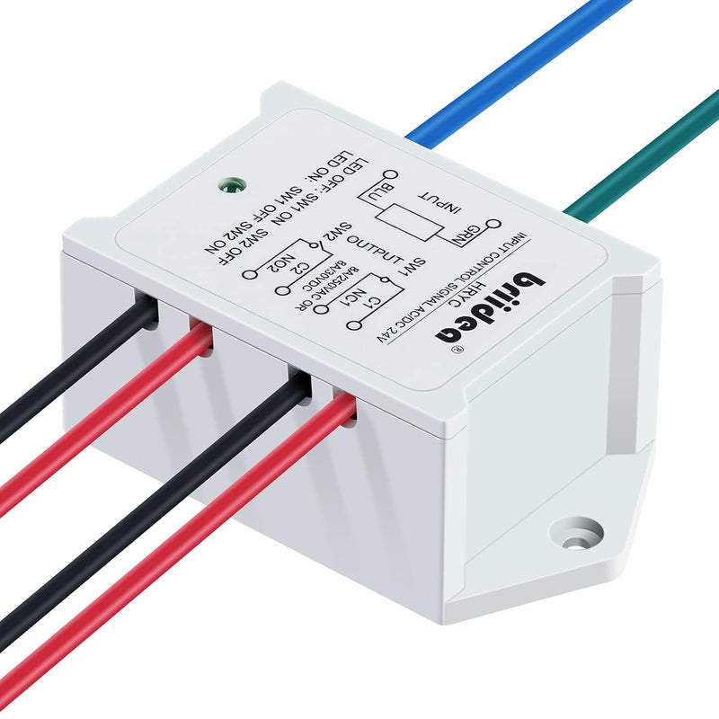 briidea DPST 1NO 1NC 8Amp Power Relay Module, 24V AC/DC Power Relay Control Voltage, White - Image 2
