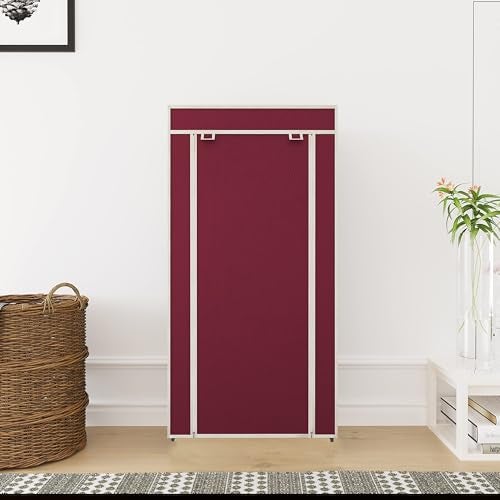 GTC 6 Layer Multipurpose Collapsible Almirah Wardrobe with Plastic Frame and Non Woven Fabric Cover Maroon - Image 3