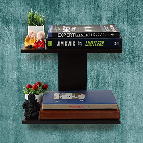 Skafa Wood 37x20x24 Cm Wall Mounted Shelf (MDF, Black) - Image 2