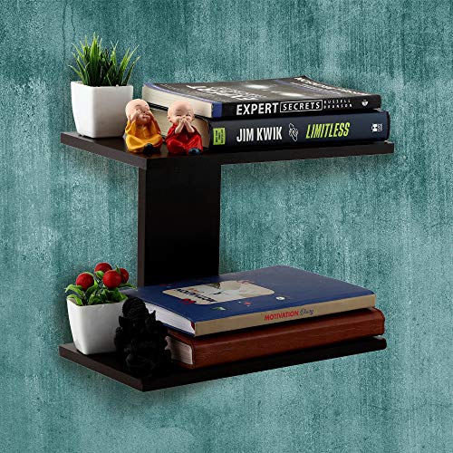 Skafa Wood 37x20x24 Cm Wall Mounted Shelf (MDF, Black) - Image 1
