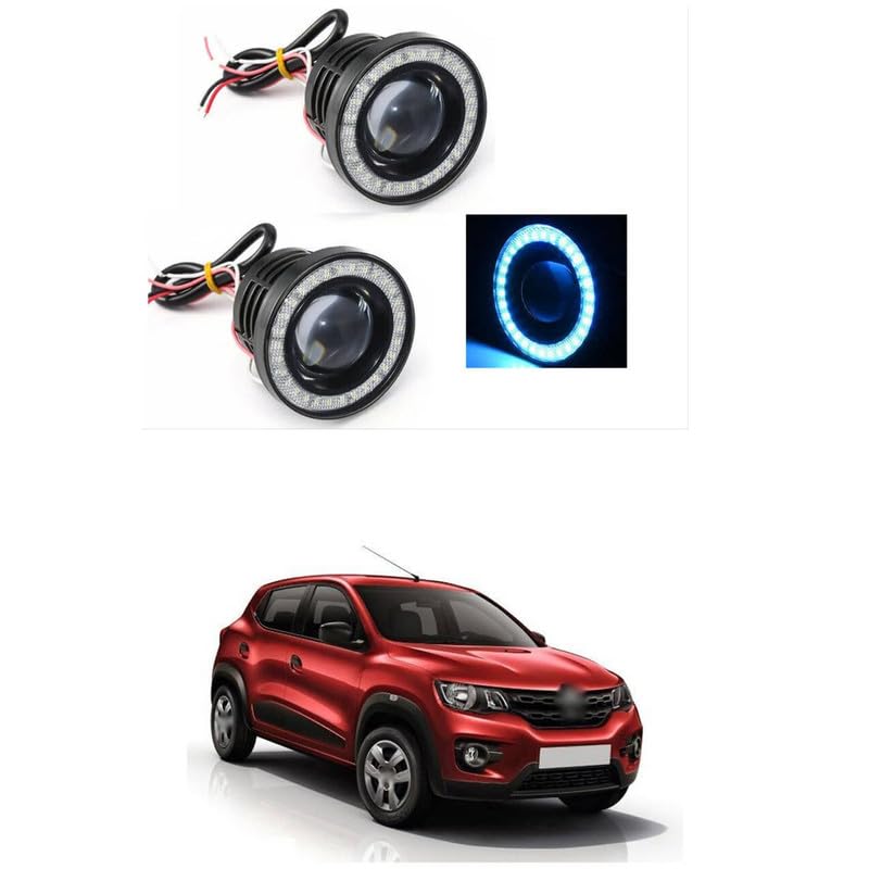 LOVMOTO Universal Led Fog Light Projector Blue Halo Angel Eye Ring 12V Super Bright High Power 10w Projector For Headlight Car COB DRL Driving Light Fog Lamp Bulbs Comfortable With Kw-id - Image 1