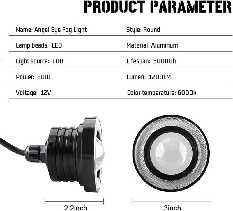 LOVMOTO Universal Led Fog Light Projector Blue Halo Angel Eye Ring 12V Super Bright High Power 10w Projector For Headlight Car COB DRL Driving Light Fog Lamp Bulbs Comfortable With Kw-id - Image 5