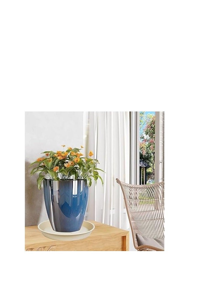, Planter Pot, Planter Tray Saucer Pots, Planter Tray, Plant Saucers, Plastic Plant Saucers, Shallow Trays Flower Pot for Indoor and Outdoor Plants Beige (10, 25cm) - Image 2