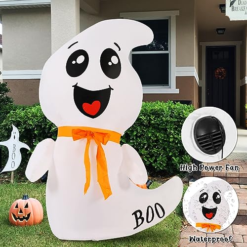 GOOSH 4 FT Halloween Inflatable Cute Ghost Outdoor Decorations Blow Up Yard Ghost with Built-in LEDs for Indoor Garden Lawn Party Decor - Image 5