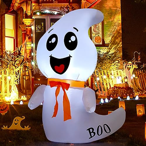 GOOSH 4 FT Halloween Inflatable Cute Ghost Outdoor Decorations Blow Up Yard Ghost with Built-in LEDs for Indoor Garden Lawn Party Decor - Image 2