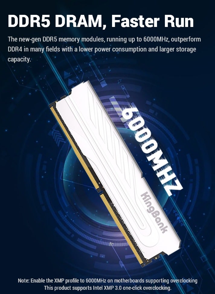 KINGBANK Ddr5 8Gb Ram KingBank Ddr5 16Gb (8Gbx2) 6000Mhz Desktop Memory Ram Udimm Dual-Channel Xmp 3.0 Hynix/Samsung Chip Internal Memory For Pc  - Image 2
