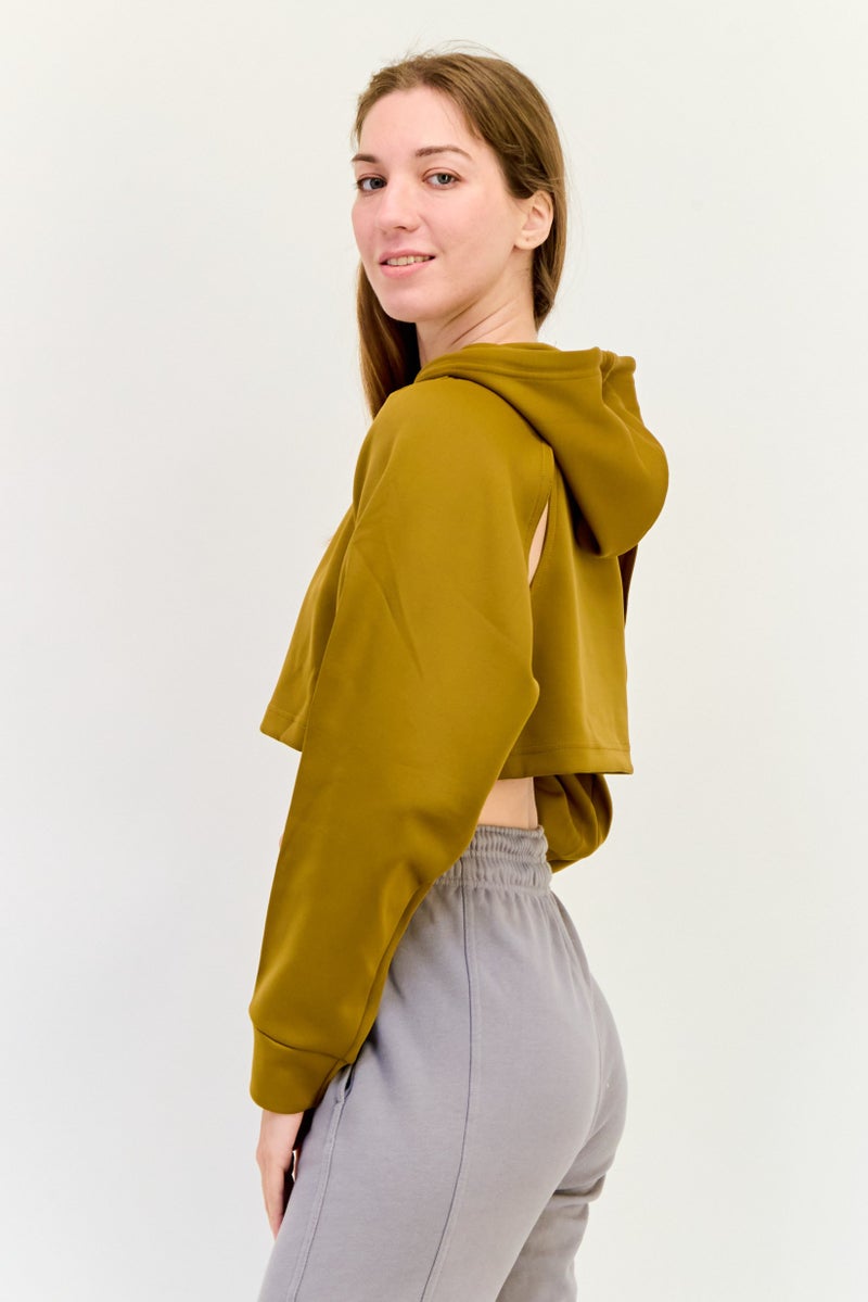 Adidas Women Sportswear Fit Long Sleeve Outdoor Hoodie, Brown - Image 3