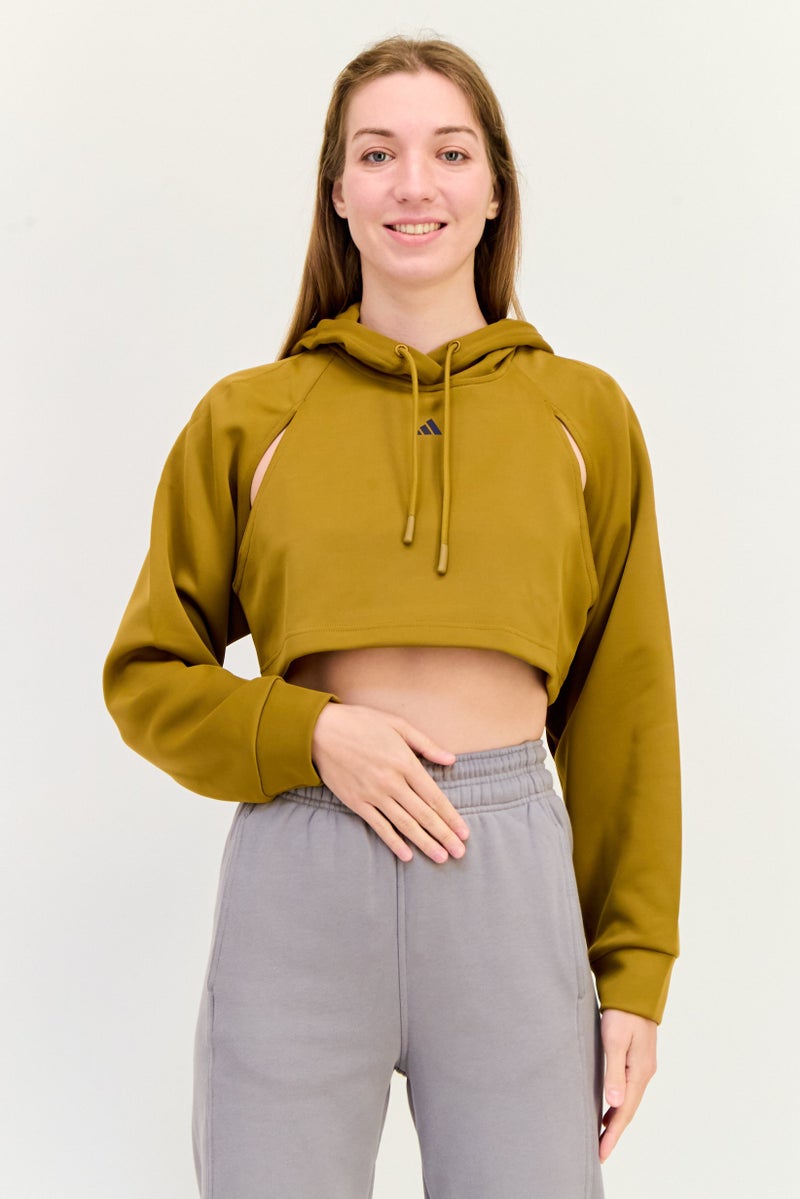 Adidas Women Sportswear Fit Long Sleeve Outdoor Hoodie, Brown - Image 1