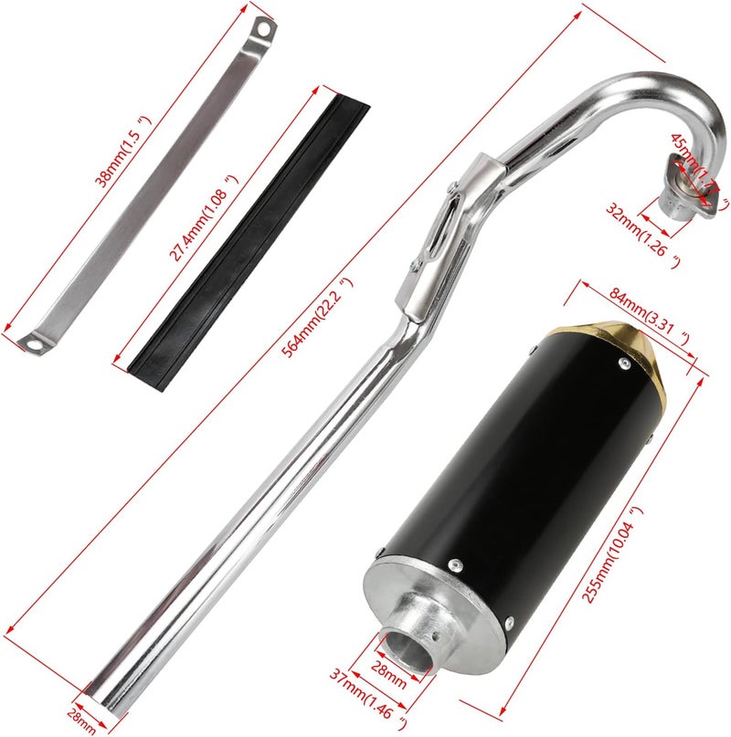 FVRITO High Performance Exhaust Pipe Muffler Silencer Assembly Kit for CRF50 XR50 Apollo DB-x14 x18 Chinese 70cc 110cc 125cc SSR Taotao DB14 DB10 Rocketa X-pro x8 Pit Dirt Bike Motocrosss Gold - Image 4