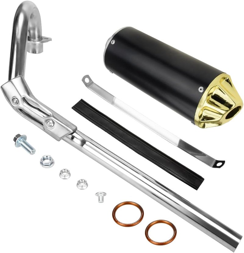 FVRITO High Performance Exhaust Pipe Muffler Silencer Assembly Kit for CRF50 XR50 Apollo DB-x14 x18 Chinese 70cc 110cc 125cc SSR Taotao DB14 DB10 Rocketa X-pro x8 Pit Dirt Bike Motocrosss Gold - Image 1