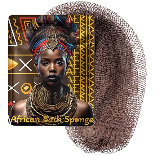 AFRIKI African Net Sponge – Exfoliating Body Scrubber, Black Owned & Rooted in Africa, All Skin Types | 45 in Long (Brown) - Image 1