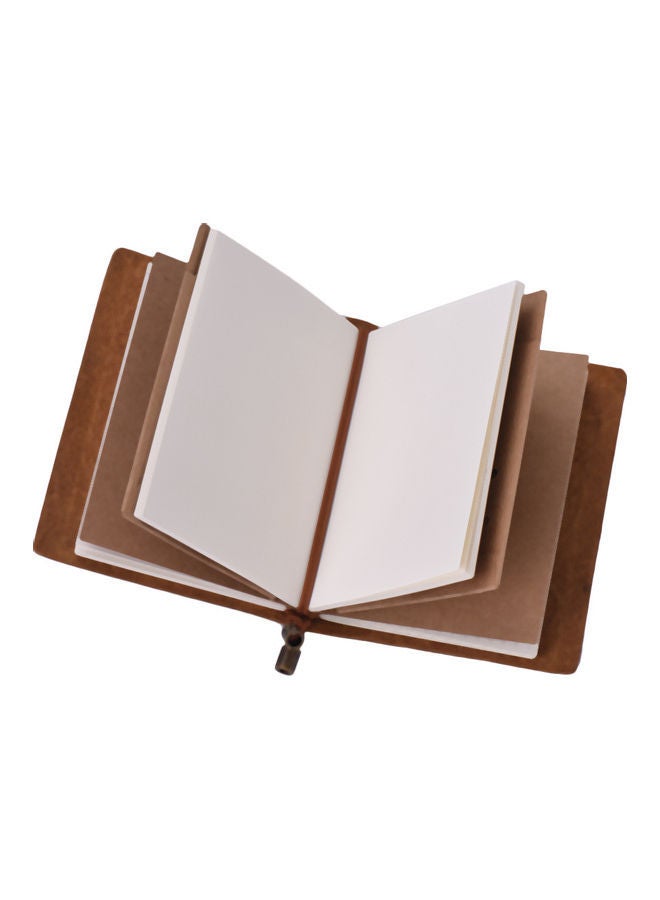 NIBEMINENT Leather Embossed Notebook With Elastic Strap Brown - Image 2