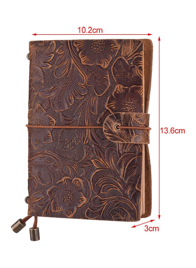 NIBEMINENT Leather Embossed Notebook With Elastic Strap Brown - Image 3