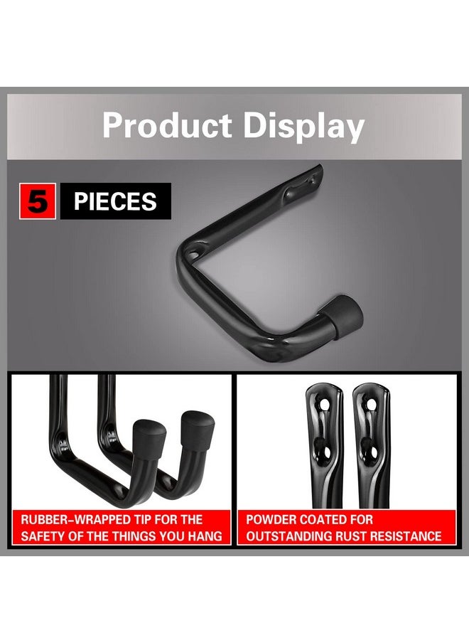 Dreecy - J Utility Hooks For Hanging Heavy Duty Garage Storage Utility Hooks For Garage Wall Color Black 5 Pack - Image 1
