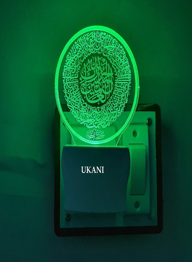 UKANI 3D Illusion Surah E FATIHA Islamic Design Night Lamp with 7 Colour Changing Light (Size 3 Inch , Multicolour ) - Image 1