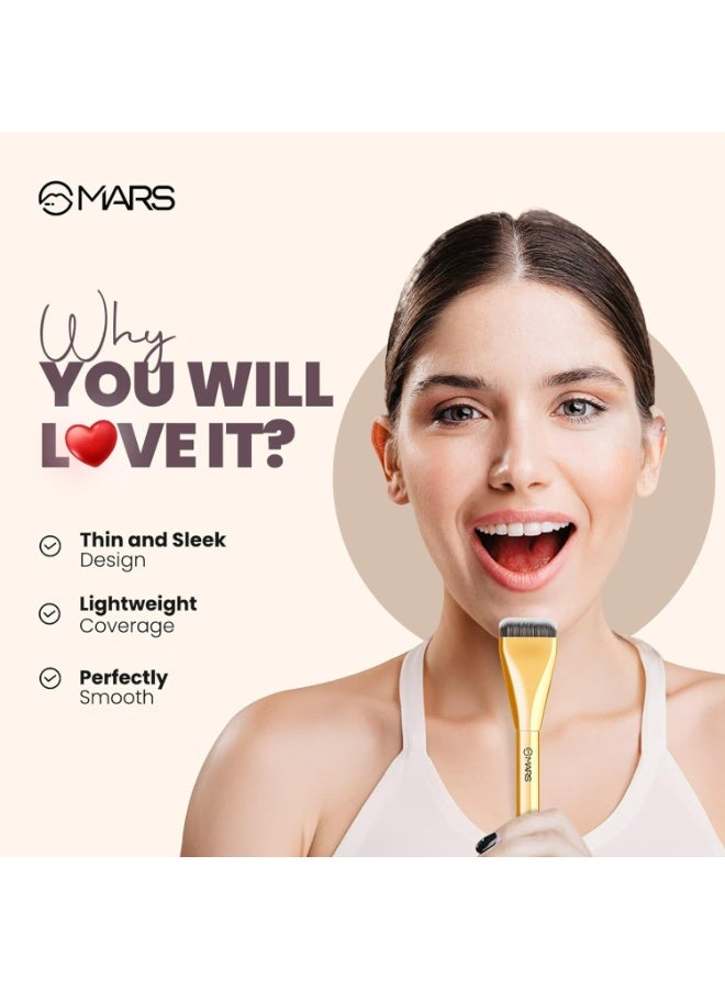 MARS Artist's Arsenal Ultra Thin Foundation Makeup Brush For Blending Liquid Foundation & Cream | Ultra Thin Bristles | Flawless Application | Sleek Design for Minimal Effort (Golden) - Image 5