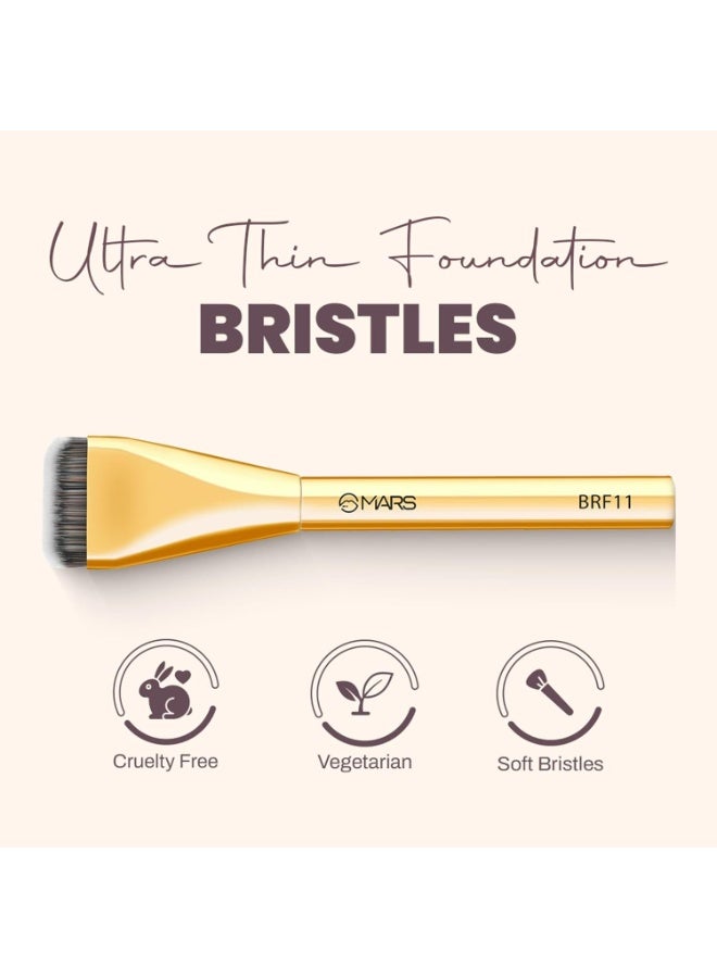 MARS Artist's Arsenal Ultra Thin Foundation Makeup Brush For Blending Liquid Foundation & Cream | Ultra Thin Bristles | Flawless Application | Sleek Design for Minimal Effort (Golden) - Image 3