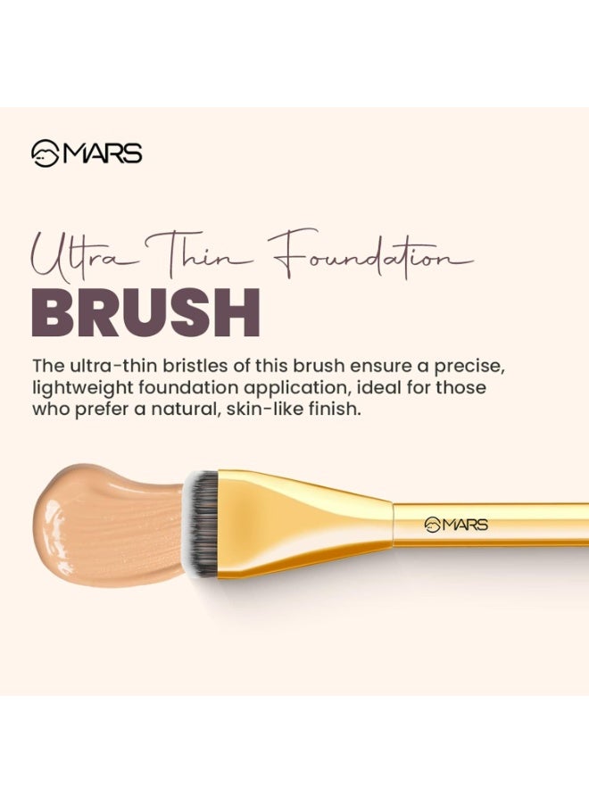 MARS Artist's Arsenal Ultra Thin Foundation Makeup Brush For Blending Liquid Foundation & Cream | Ultra Thin Bristles | Flawless Application | Sleek Design for Minimal Effort (Golden) - Image 2