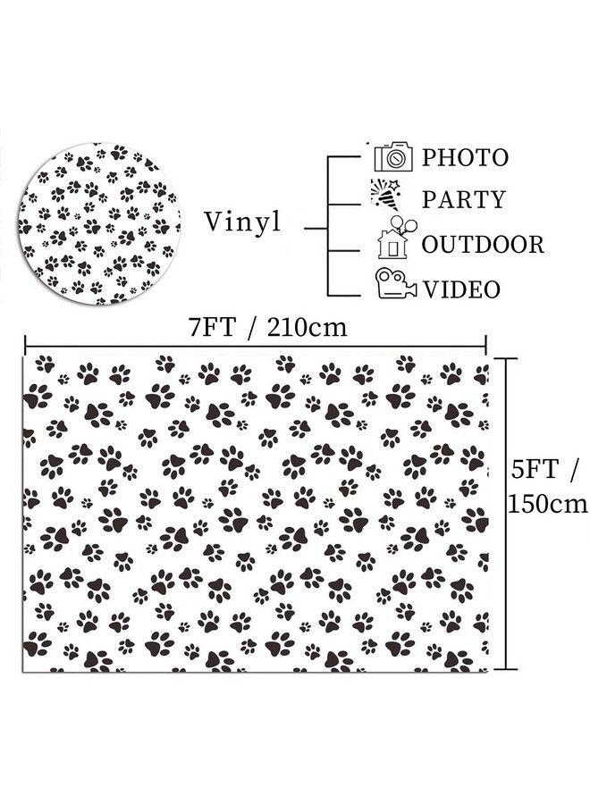 Fanghui خلفية تصوير بطباعة آثار الأقدام 7X5 قدم لعيد ميلاد سعيد لوازم الحفلات زينة حفلة جرو الكلب خلفية تصوير لمناسبة استحمام الطفل زينة حفلة مكافآت الحيوانات الأليفة طاولة الحلوى دمى استوديو التصوير - Image 5