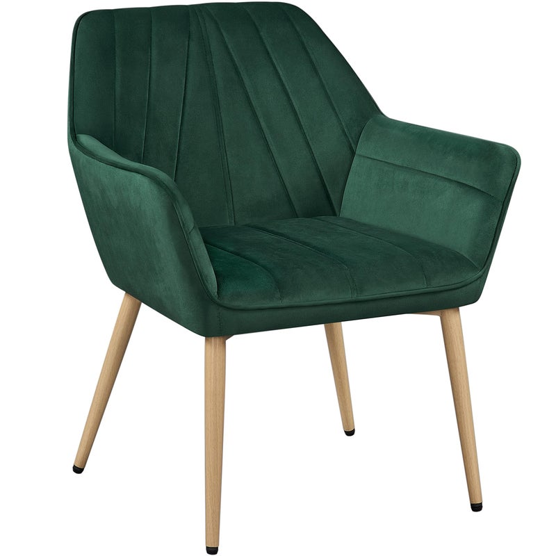 Yaheetech Velvet Tufted Vanity Chair Modern Armchair with Flared Wide Arms and Mental Legs Angled Back for Make up RoomLiving RoomBedroom Green
