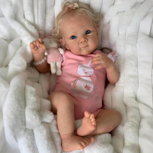 iCradle Lovely 18 inch Reborn Baby Doll Girl Soft Body Vinyl Silicone Realistic Baby Doll Lifelike Newborn Doll Kids Toy for Ages 3 Blonde Hair Doll - Image 1