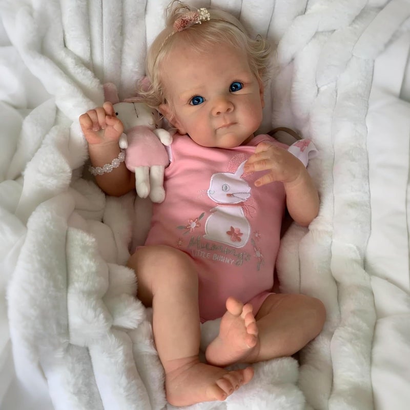 iCradle Lovely 18 inch Reborn Baby Doll Girl Soft Body Vinyl Silicone Realistic Baby Doll Lifelike Newborn Doll Kids Toy for Ages 3 Blonde Hair Doll - Image 2