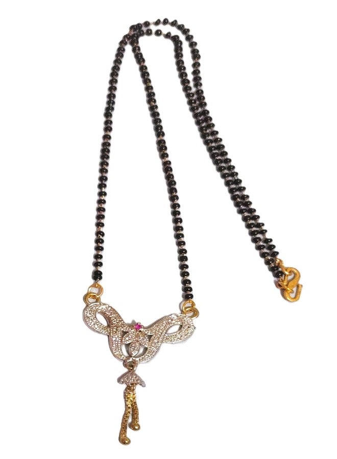 DeLegarde Gold Plated Pendant Necklace Mala Black Beads Mangalsutra Gift Jewellery for Women Fashion 17" inches Length - Image 5