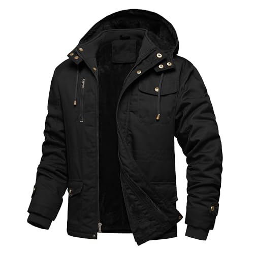 Dr.Cyril Men's Thick Winter Jackets Fleece Lined Thick Jackets Hood Work Jackets Coat Cotton Military with Cargo Pockets - Image 1