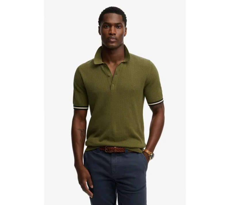 Superdry Knitted Texture Short Sleeve Polo Shirt