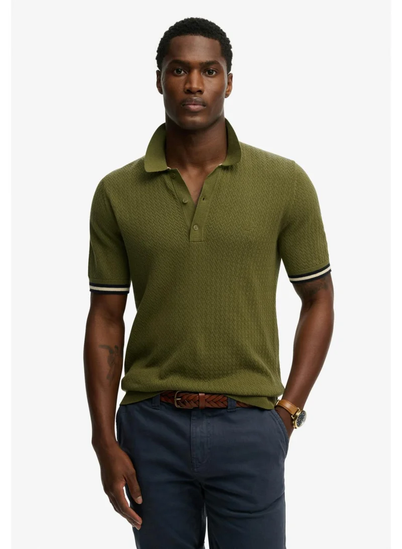 Knitted Texture Short Sleeve Polo Shirt