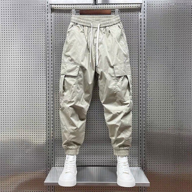 Mens Casual Drawstring Joggers 9-Pocket Stretchy Black  - Image 4