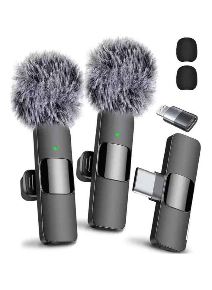 N9 Mini Mic Pro Wireless Microphone for iPhone  iPad Android  Lavalier Microphone for Video Recording -2 Pack iPhone Mic Crystal Clear Recording with USB Type C for Podcast  - Image 3