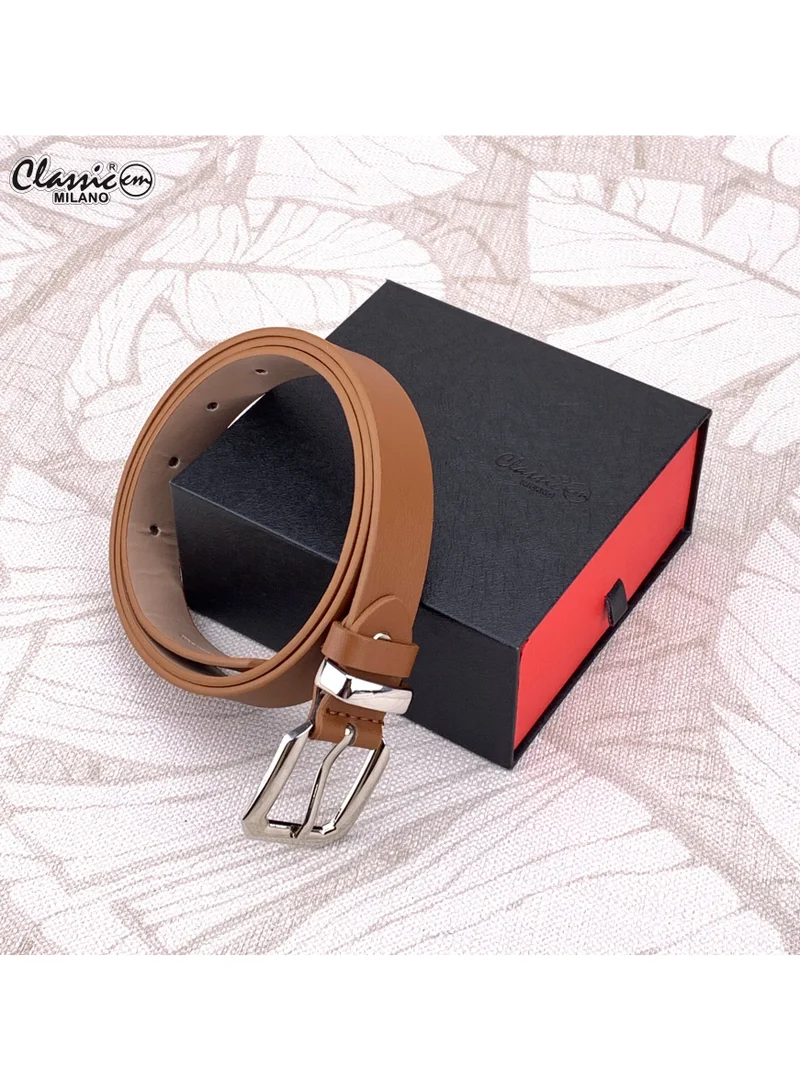 Classic Milano Tan (SGPU32) Classic Milano Women's Belt with Gift Box; Faux Leather Ladies Belt for Dresses, Jeans & Gowns; Stylish Womens Belt; Adjustable Girls Belt; Belt for Women | Full Length: 110 CM (Free Size - Fits up to the waist of 40 Inches / 100 CM) for Women | Best Price UAE