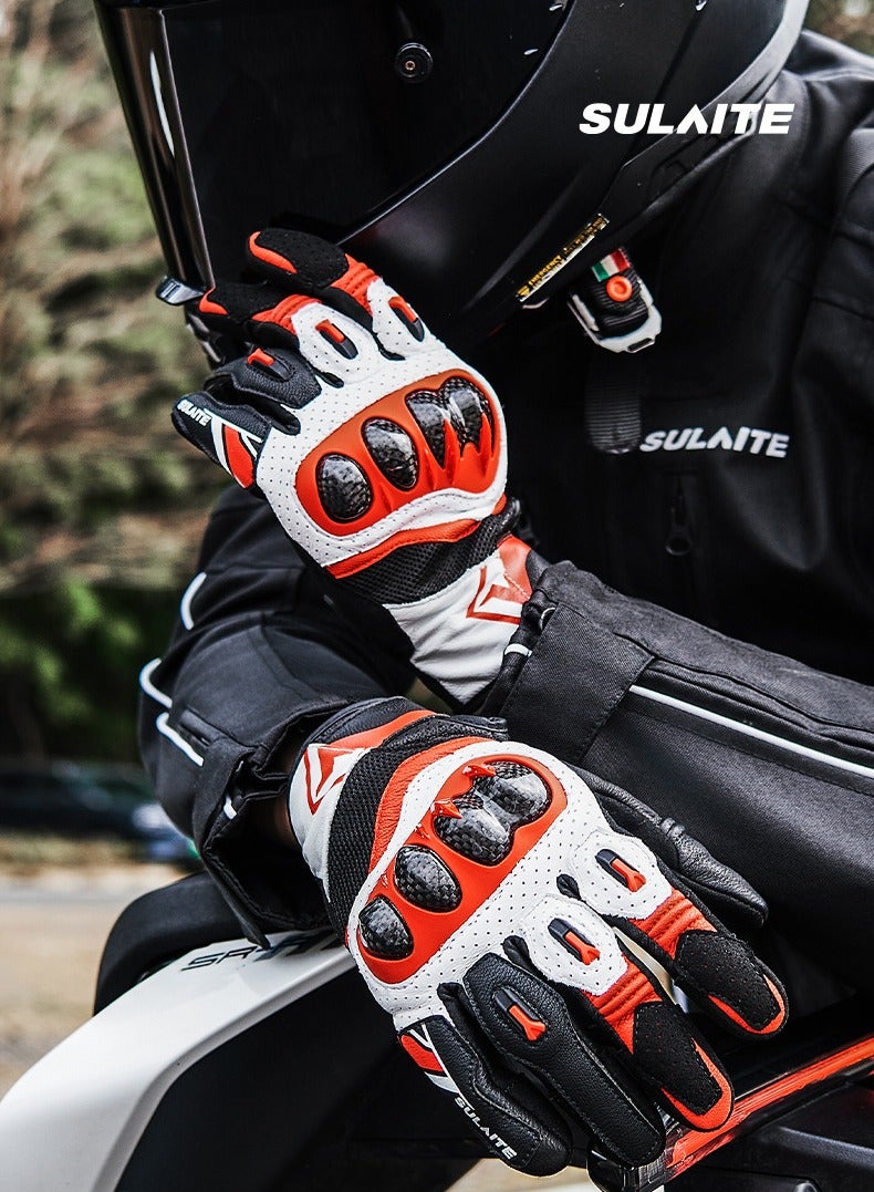 سولايت قفازات ركوب الدراجات النارية Sulaite G7 ترقية 3K ألياف الكربون مكافحة السقوط مزدوجة إصبع شاشة لمس إصبع كامل ونصف إصبع قفازات السفر الدراجات النارية - Image 1