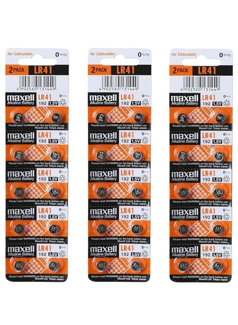 Maxell 30-Pieces Maxell AG3 LR41 (192) Alkaline 1.5V Batteries - Image 1