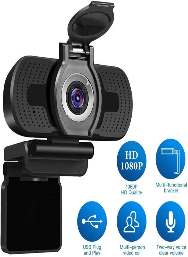 USB Full HD Web Camera with Microphone Black - Image 2