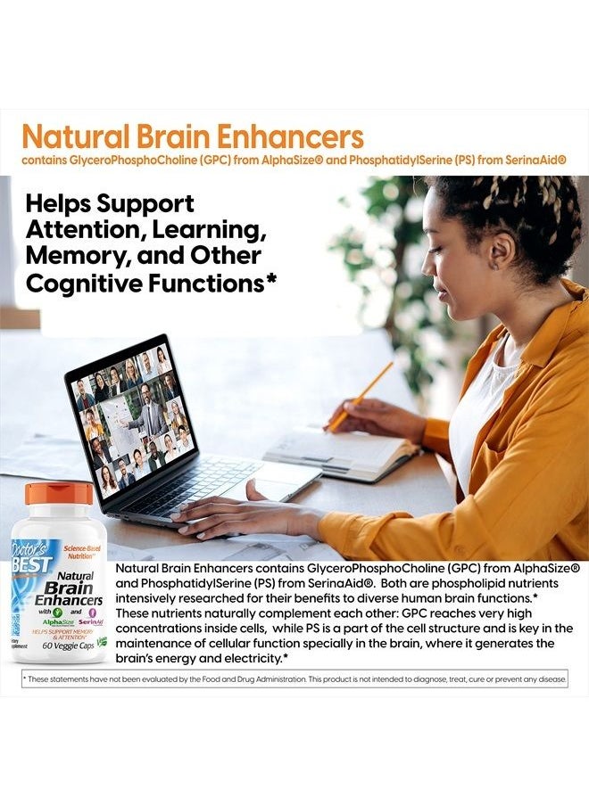Doctor's BEST Doctor's Best Natural Brain Enhancers, Non-GMO, Vegan, Gluten Free, 60 Veggie Caps  - Image 2