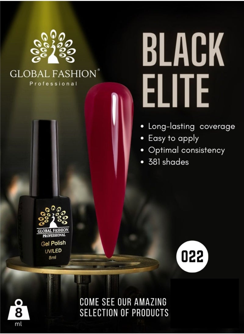 GLOBAL FASHION Global Fashion Black Elite Gel Polish | 132 Colors of Long-Lasting Elegance - 8ml | 022  - Image 2
