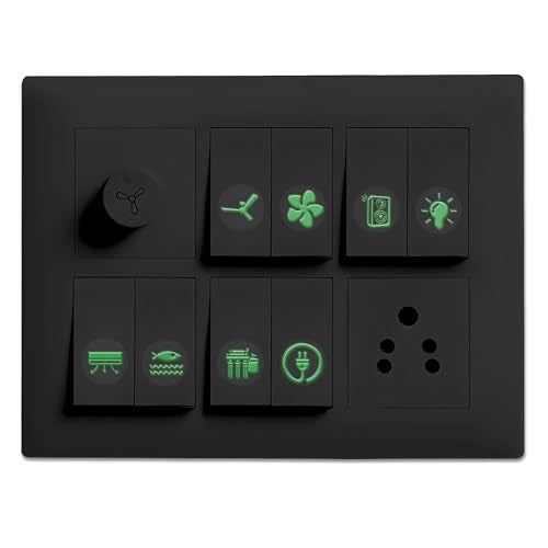 Wonder Hub Premium Green Foil Embossed Switch Stickers for Switch Board | Pack of 330 Stickers for Home Including Fan, Light and Many More - Image 1