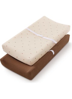Blissful Diary Blissful Diary Muslin Changing Pad Cover for Girls Boys, Ultra Soft Breathable Cotton, Baby Diaper Change Table Pad Covers, 2Pack (Sunshine&Brown)  - Image 1