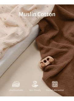 Blissful Diary Blissful Diary Muslin Changing Pad Cover for Girls Boys, Ultra Soft Breathable Cotton, Baby Diaper Change Table Pad Covers, 2Pack (Sunshine&Brown)  - Image 2
