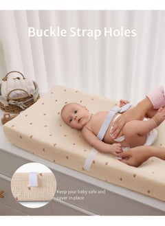 Blissful Diary Blissful Diary Muslin Changing Pad Cover for Girls Boys, Ultra Soft Breathable Cotton, Baby Diaper Change Table Pad Covers, 2Pack (Sunshine&Brown)  - Image 3