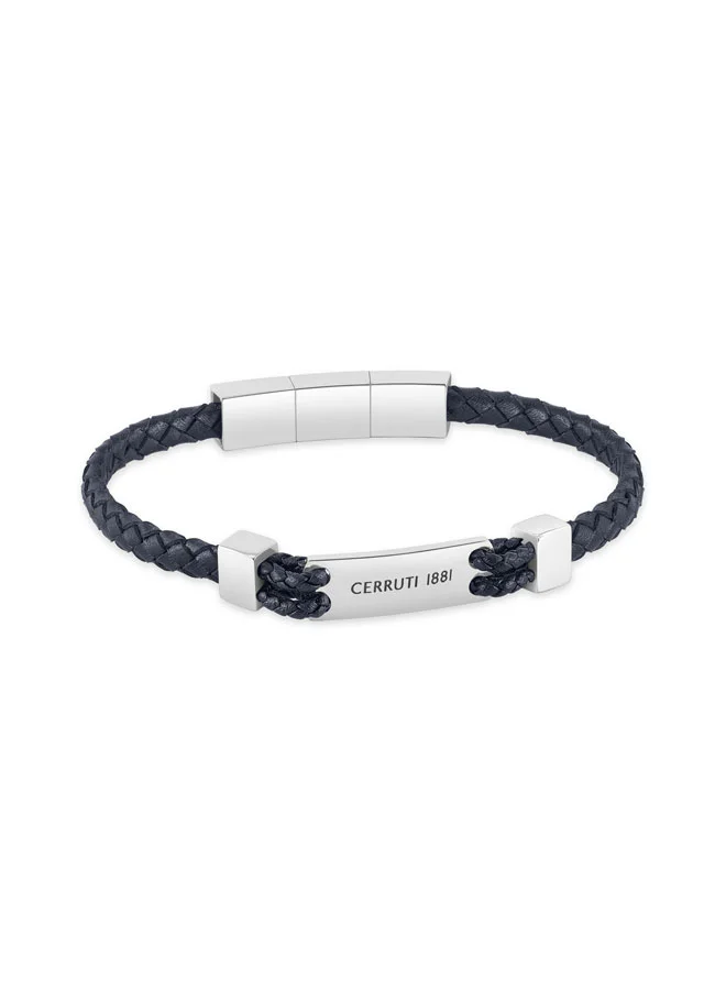 Alessandro Navy Braided Leather Bracelet for Men