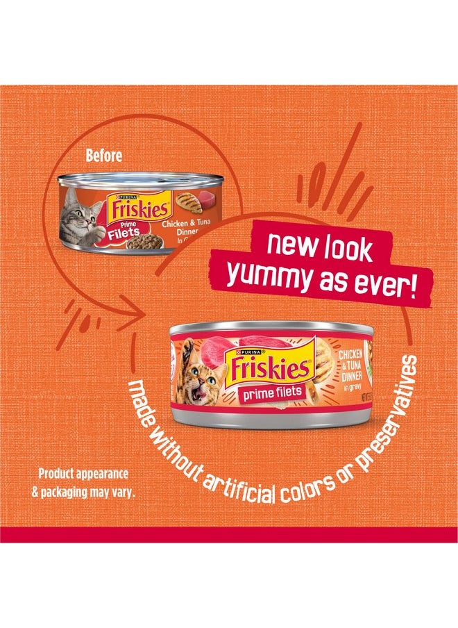 فريسكس طعام القطط الرطب من Purina Friskies Prime Filets Chicken and Tuna Dinner in Wet Cat Food Gravy - (عبوة من 24 علبة) 5.5 أونصة  - Image 2