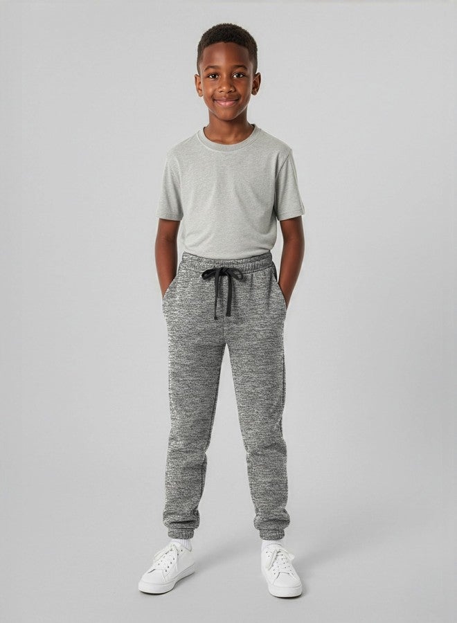 REALESSENTIALS 3 Pack: Boys Fleece Joggers Sweatpants Youth Teen Active Athletic Pajama Soft Warm Pants Pajamas Teen Gym Running Tech Sweats Casual Boys' Teens Winter Pockets Kids Drawstrings Sports-Set 8,XS(6/7) - Image 4