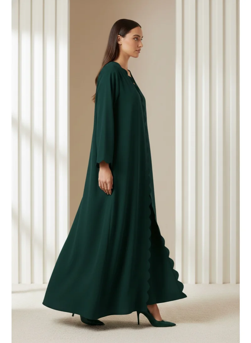 مويستريت Emerald Barbie Crepe Scalloped Abaya