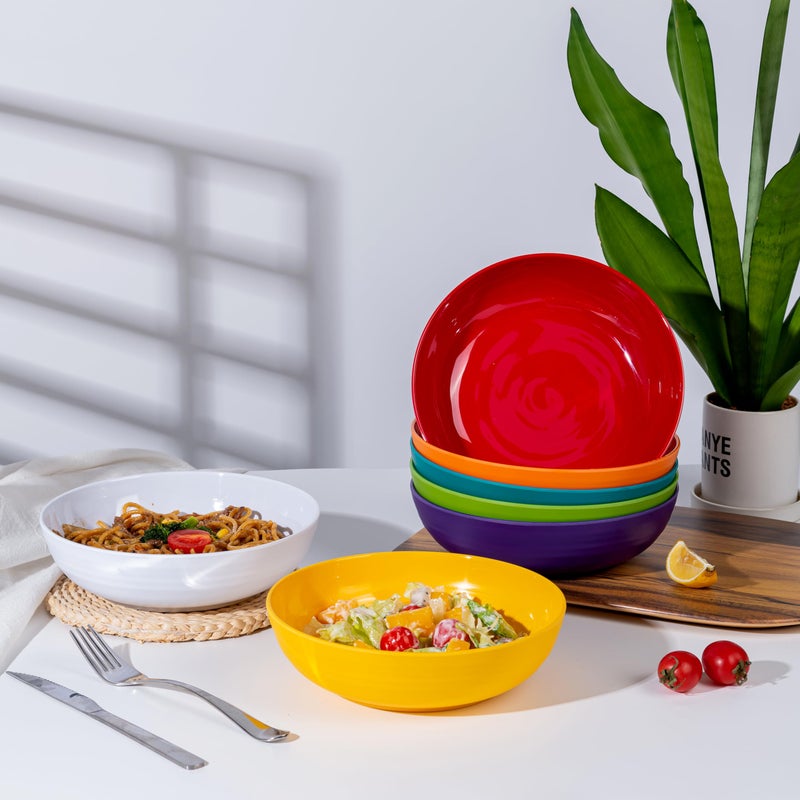 KX-WARE 8-inch Melamine Bowls, 40-ounce Salad/Pasta/Dinner Bowls, set of 6 Multicolor - Image 3